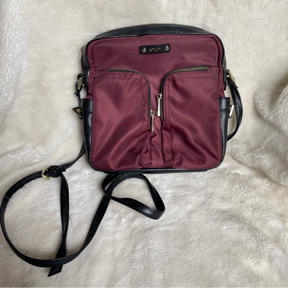 Utiliti Burgundy Nylon Crossbody Purse Bag